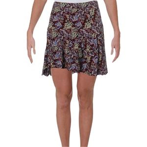 Free People Nadia Skirt Multicolor Floral Rayon Ruffle Hem 12
